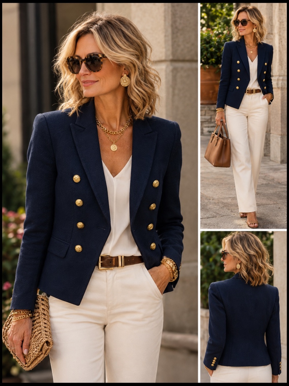 Banana Republic Military Cut Away Sailor Blazer Double Breasted Navy sz. 4 - Picture 2 of 16